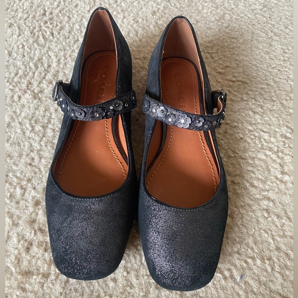 Coach Glittery Black Mary Jane Shoes size 7 - Picture 1 of 10